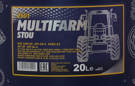 20 Litri Olio Idraulico Mannol Multifarm 2501 10w30 NUOVO - Foto 2
