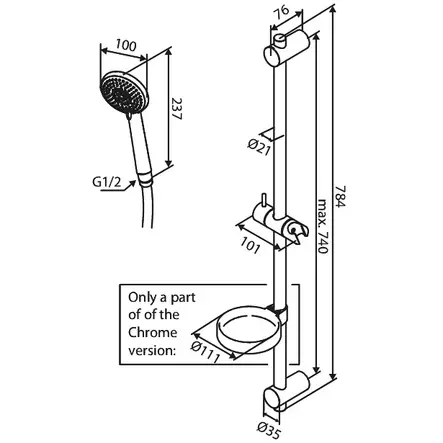 Damixa Core Flex Suihkusetti - Suihkut ja Termostaatit - 5708516838500 - 2