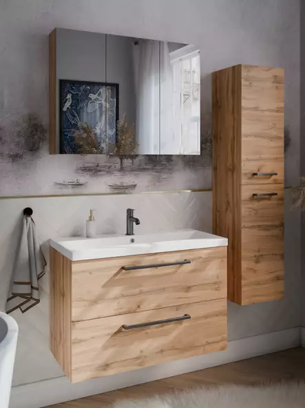 Kiba Aster 800 Tammi Kalustesetti - Kylpyhuonekalusteet - 6429810290670 - 1