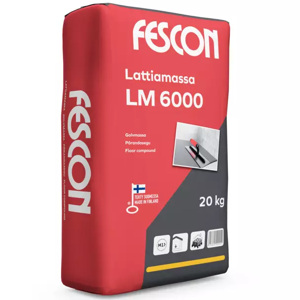 Lattiamassa Fescon LM 6000 20kg Harmaa - Lattiatasoitteet - 6416841202000 - 1