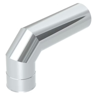 Rökrör 90 Krök 115mm Långt RST - Rökkanaler och skorstenar - 5900856825350 - 1