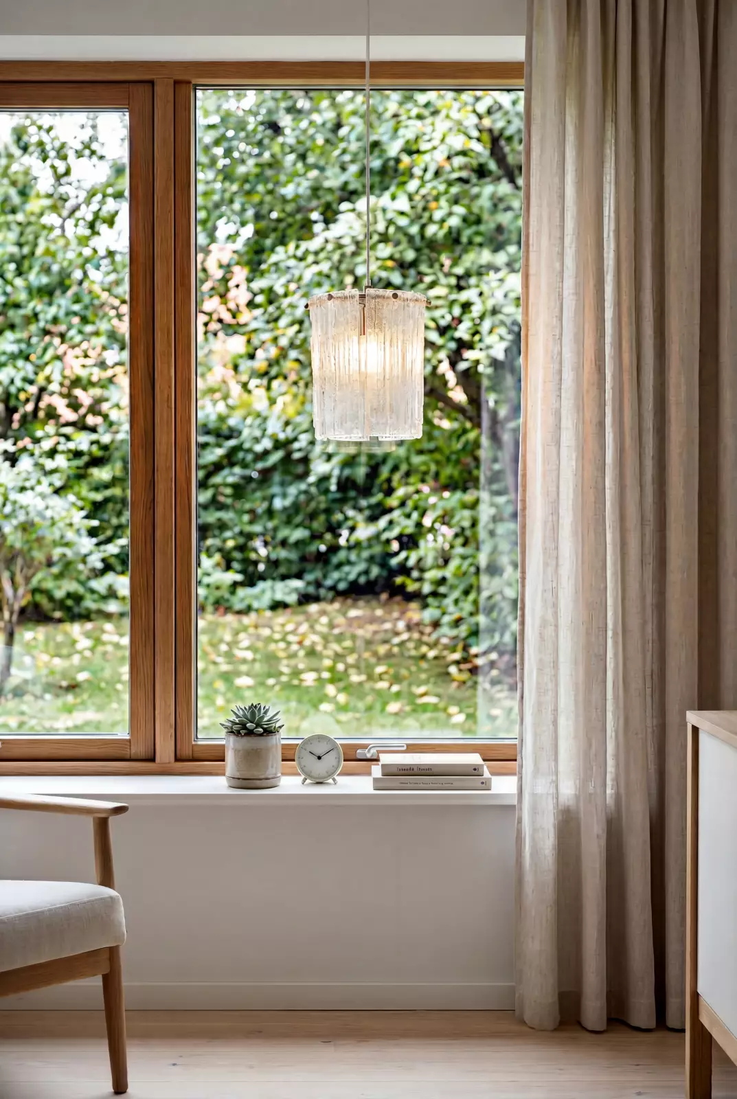 Aneta Lightning Abelone Vindu Lampe, Klar/Sølv — Stilig vindu lampe i retro stil, med kromfarget ramme og klare glassprisme.
