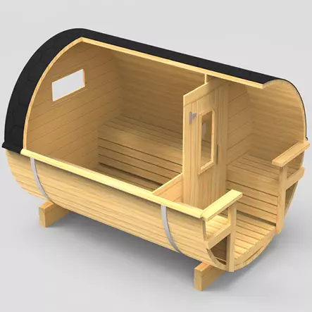 Tynnyrisauna 24 Terassilla, 28mm Hirsi - Tynnyrisaunat ja Hirsisaunat - 11025041 - 2