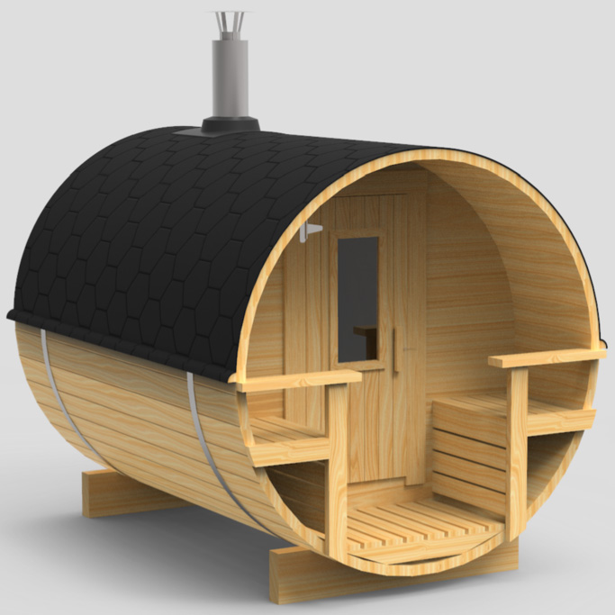 Tynnyrisauna 24 Terassilla, 28mm Hirsi - Tynnyrisaunat ja Hirsisaunat - 11025041 - 1