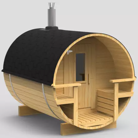 Tynnyrisauna 24 Terassilla 40mm Hirsi - Tynnyrisaunat ja Hirsisaunat - 11025042 - 1