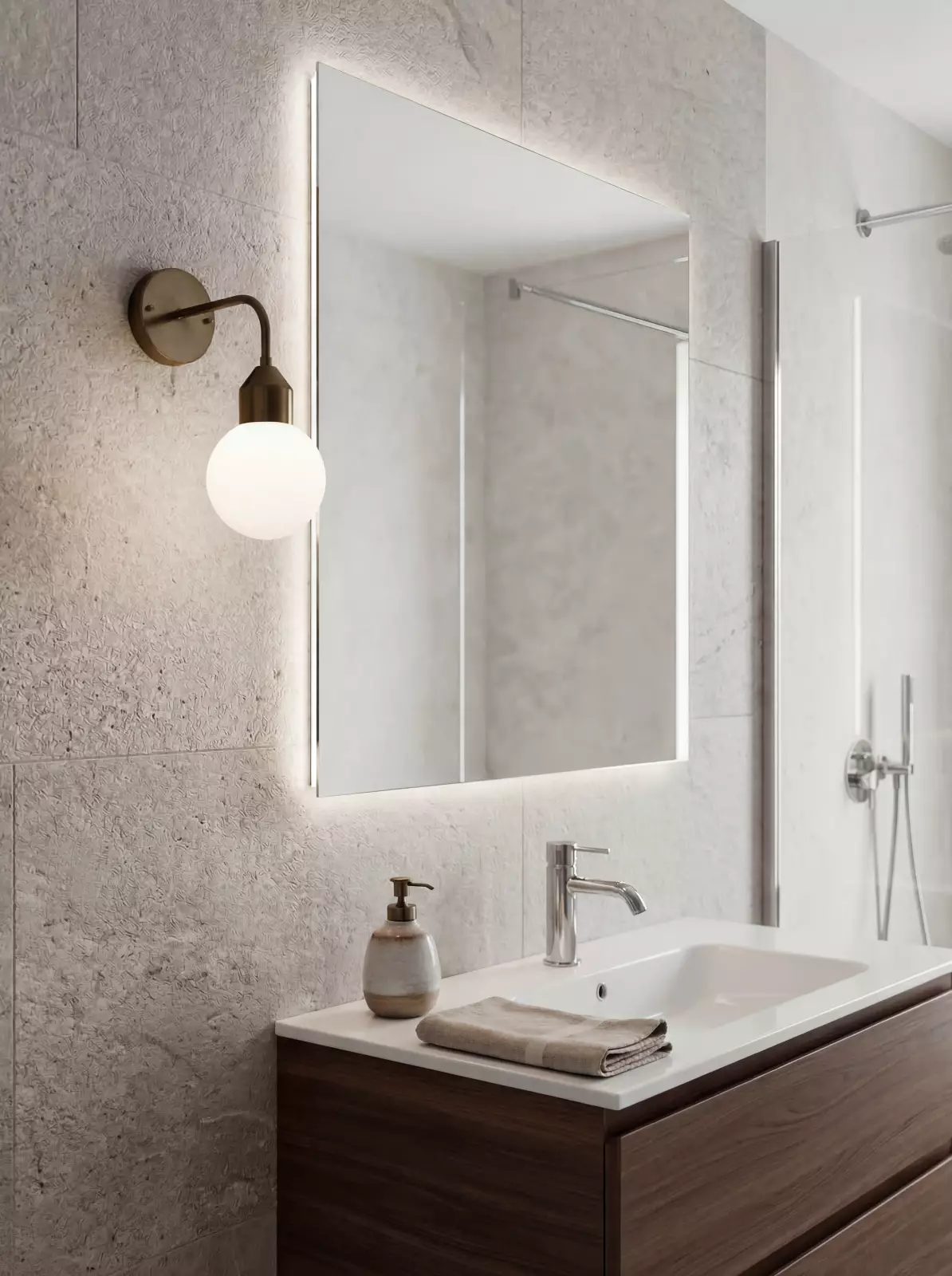 Aneta Lightning Florens Vegglampe, Svart/Hvit — Moderne LED-vegglampe med trådløs ladeplass. — vinkel 2