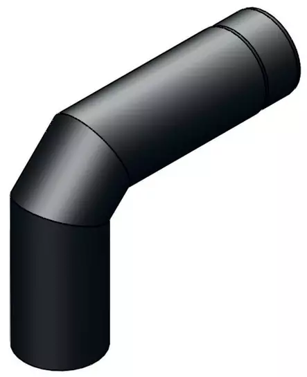 Savuputki 90° Kulma 115mm Pitkä Musta - Savuputket ja Tarvikkeet - 5900856825503 - 1