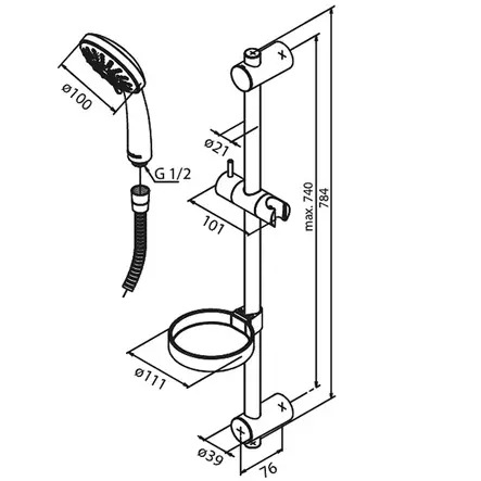 Damixa Silhouet Flex Suihkusetti - Suihkut ja Termostaatit - 5708516833383 - 2
