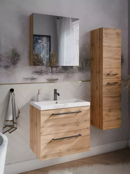 Kiba Aster 600 Tammi Kalustesetti - Kylpyhuonekalusteet - 6429810290663 - 1