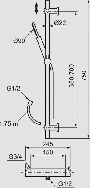 MORA INXX II Shower Handduschset - Duschar och Termostater - 7391887273193 - 2