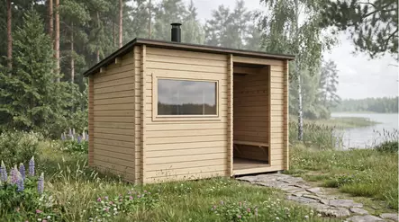 Pihasauna Kuutio PLUS, Katoksella - Tynnyrisaunat ja Hirsisaunat - 6424110257293 - 2