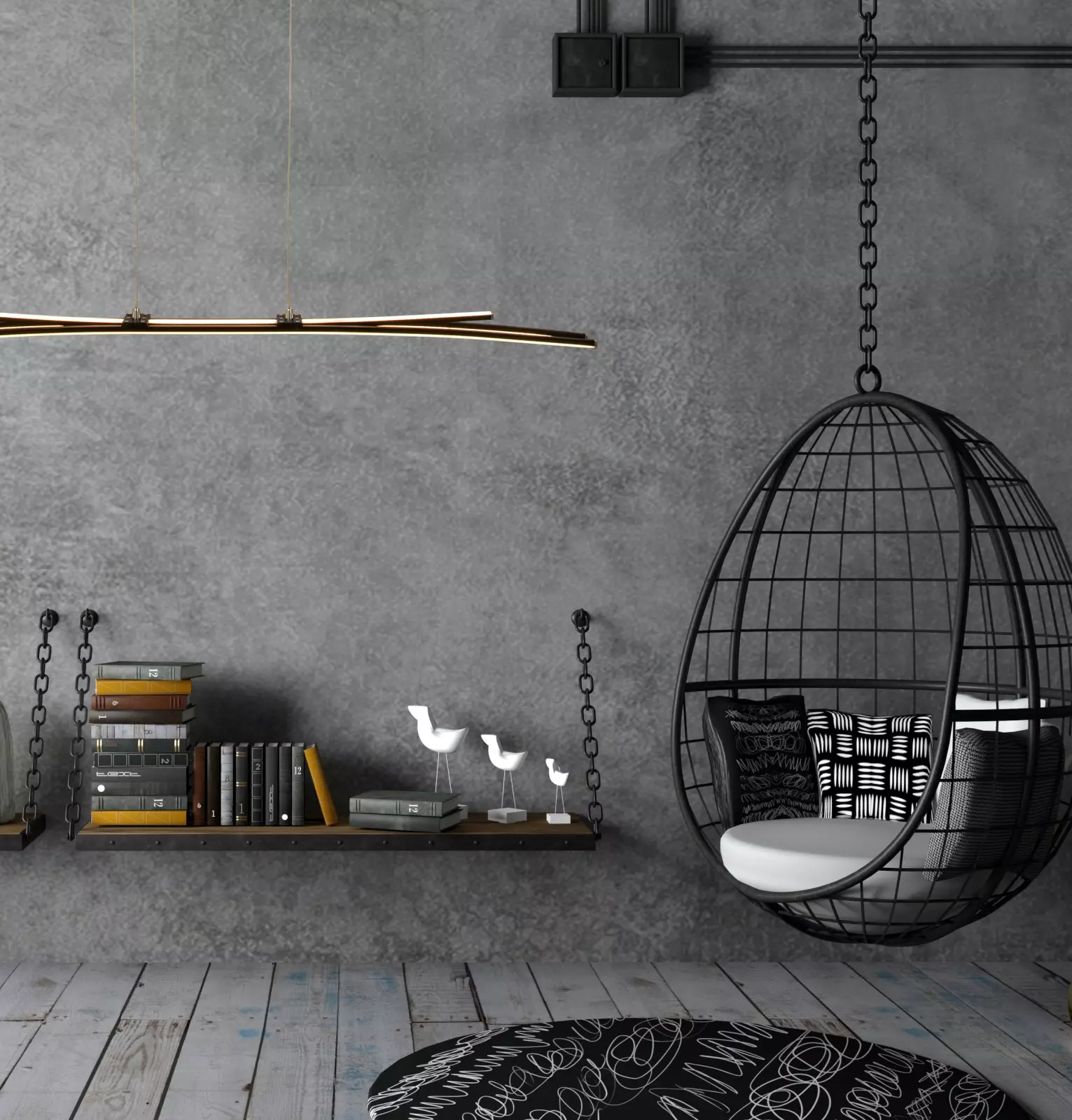 Aneta Lightning Svala Taklampe, Svart — Stilig svart LED-taklampe over spisebordet. — vinkel 2