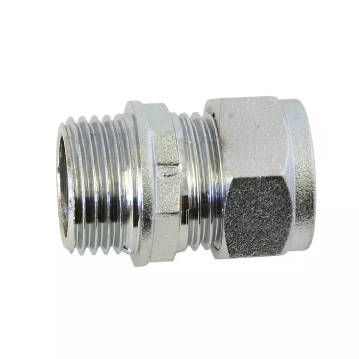 Puserrusliitin Sisäkierre 3/8x10 Suora - Kromatut Messinkiosat - 6438056154653 - 2