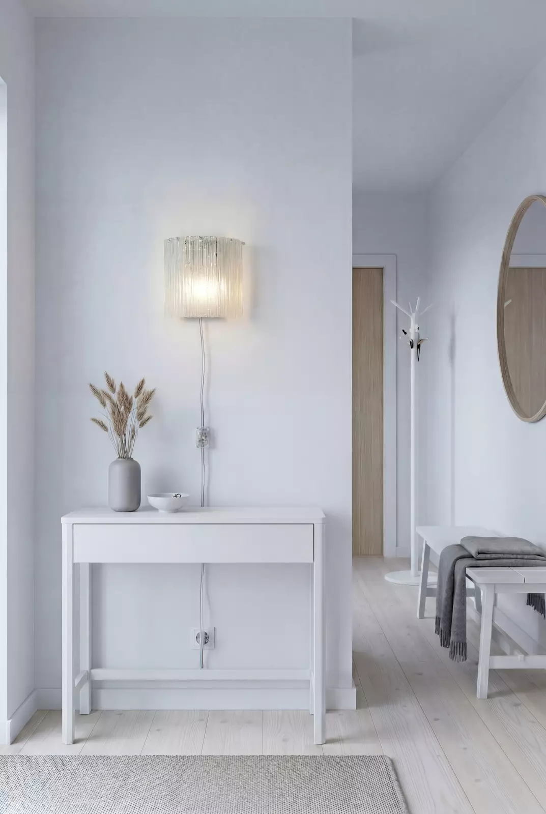 Aneta Lightning Abelone Vegglampe, Klar/Sølv — Abelone vegglampe kombinerer en stilren og retro design, hvilket gjør den til