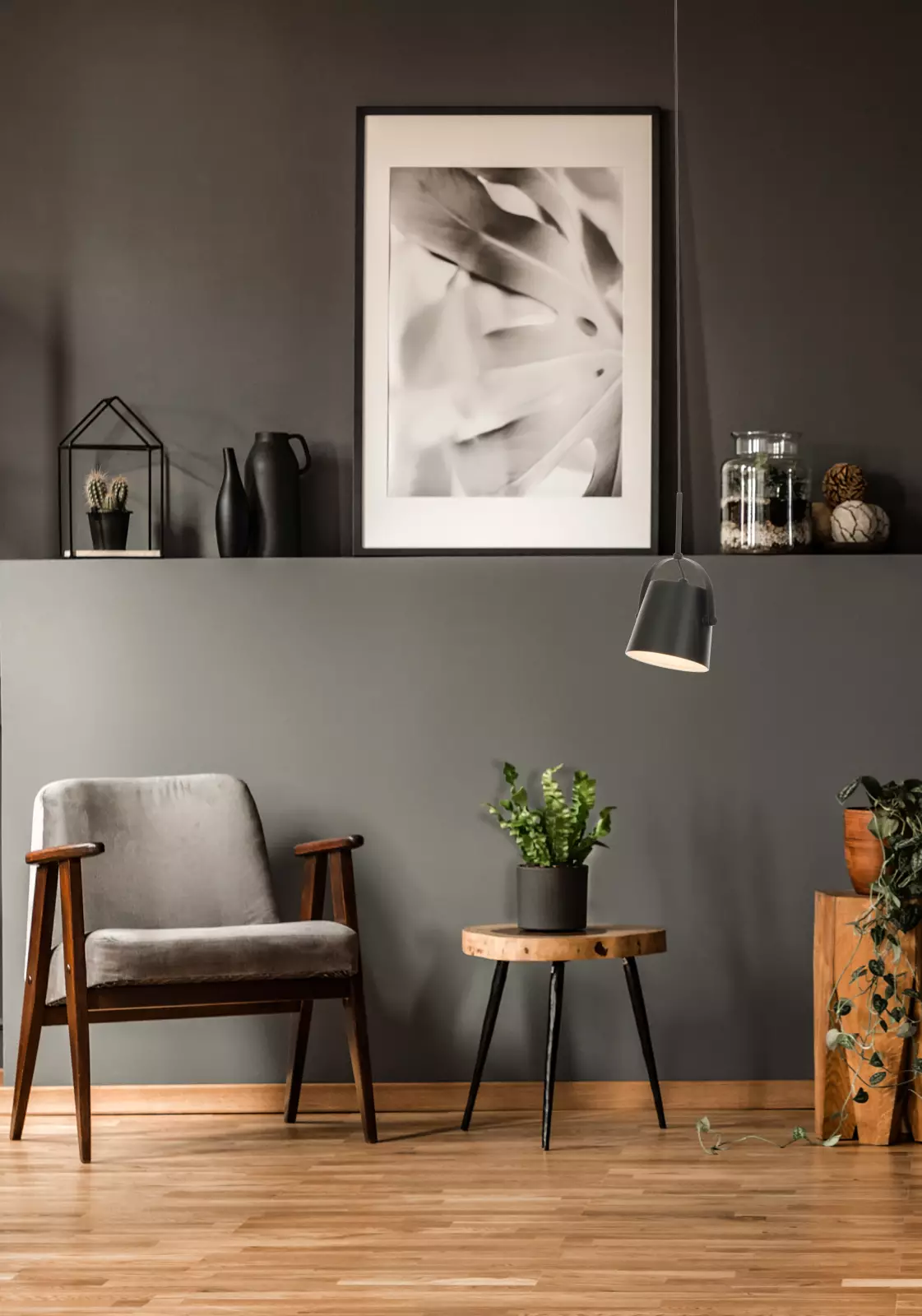 Aneta Lightning Espresso Vindu Lys, Svart — Espresso vindu lys med svart metallskjerm, 4 meter ledning. — vinkel 2