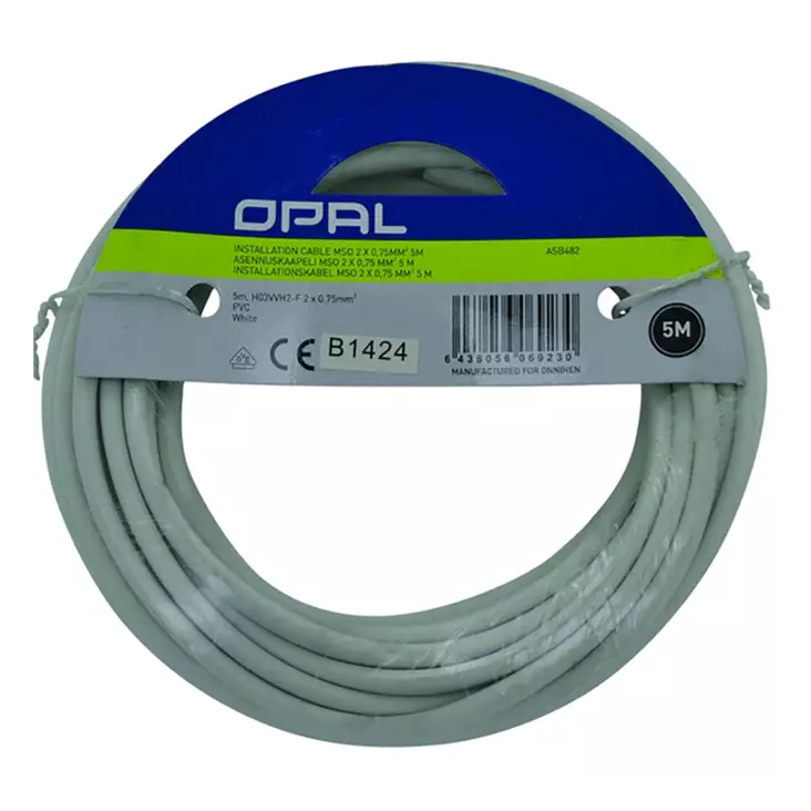 Installationskabel MSO 2x0,75mm2 10m Vit - Elledningar och -kablar - 6438056069285 - 1