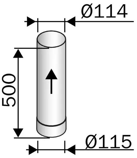 Rökrör 115mm 500mm Rst - Skorstenar och tillbehör - 5900856825336 - 2