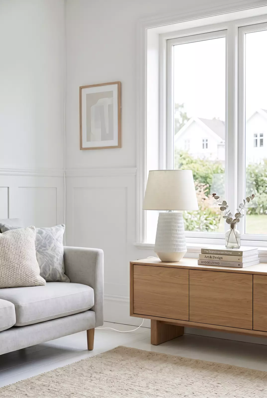Aneta Lightning Mona Bordlampe, Hvit — Klassisk keramisk bordlampe, høyde 45 cm, farge hvit. — detalj av material