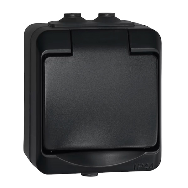 Pistorasia Pinta Opal Musta 1S/16A/IP44 - Rasiat ja Kannet - 6438056309107 - 1