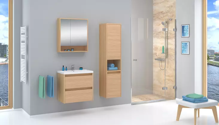 Kiba Aria 600 Tammi Kalustesetti - Kylpyhuonekalusteet - 6429810290687 - 1