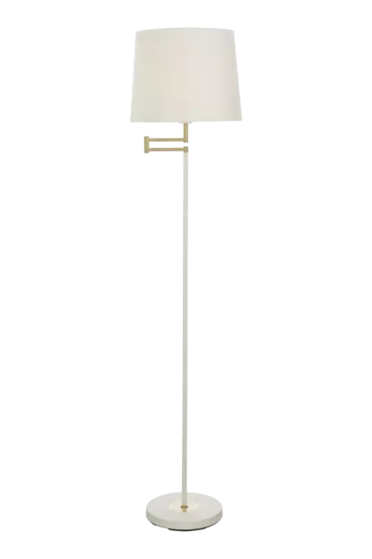 Birka Lattiavalaisin, Valkoinen/Messinki - Golvarmaturer - 7392986773638 - 1