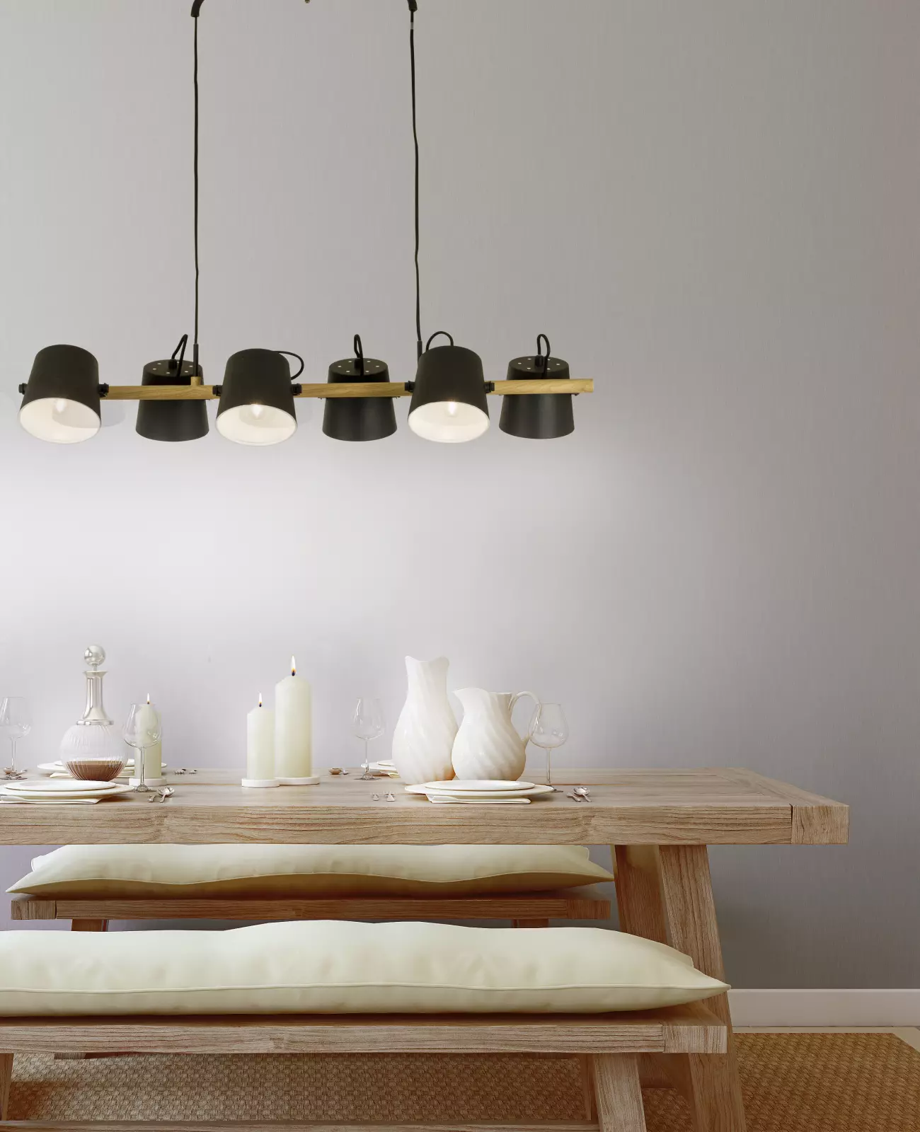 Aneta Lightning Espresso 6-delt Kjøkkenlampe — Stilig og moderne taklampe med seks lyskilder. — vinkel 2