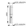 Savuputki 115mm 1000mm Rst - Savuhormit ja Piiput - 5900856825329 - 2
