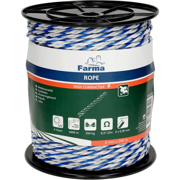 Stängselrep Farma Highcond 6mm 200m - Stängseltråd - 704016FA - 1