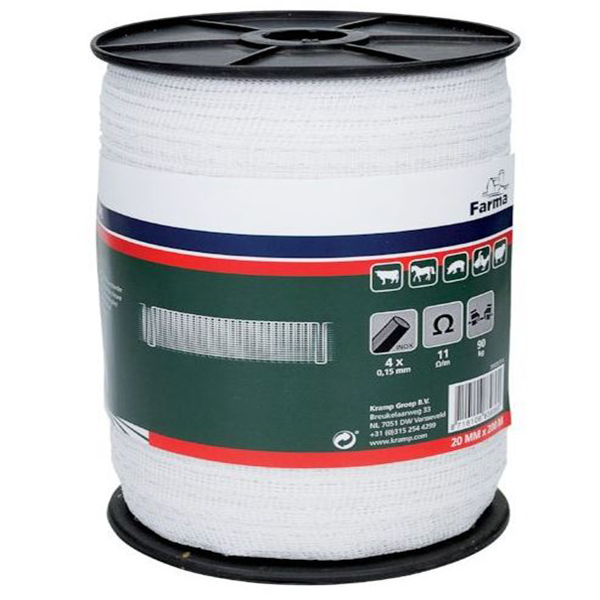 Elstängselband Farma 20mm 200 M Vit - Stängseltråd - 704008FA - 2