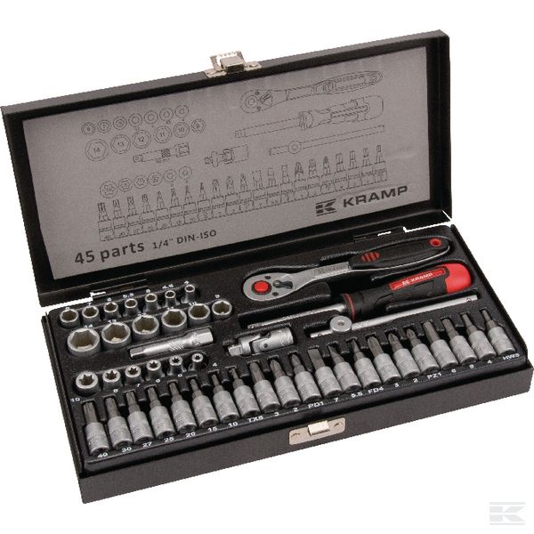 Hylsysarja Kramp 1/4" 45-Osainen - Hylsyt, Räikät ja Lenkkiavaimet - 180445400KR - 1