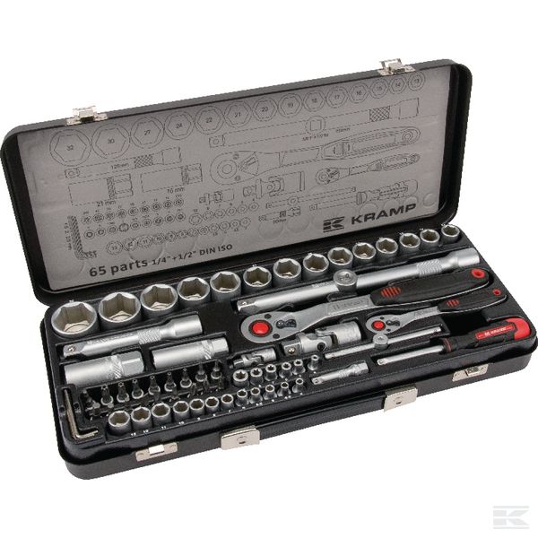 Hylsnyckelsats Kramp 1/4" Och 1/2" 65-Del - Hylsor, ringnycklar - 180465420KR - 1